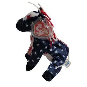 Ty Beanie Baby LEFTY 2000 Election Plush Donkey Patriotic Democrat Lot of 6